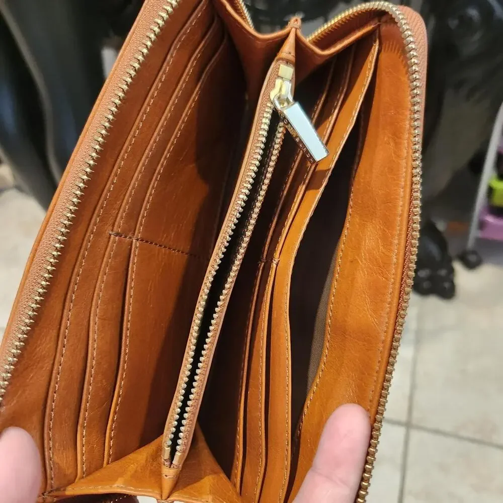 Tory burch leather zip around wallet